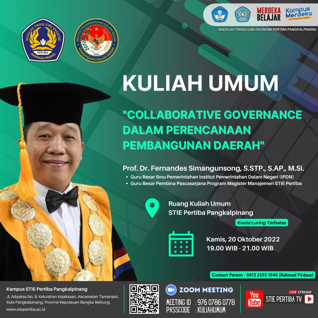 Kuliah Umum Collaboration Goverance Dalam Perencanaan Pembangunan Daerah 
